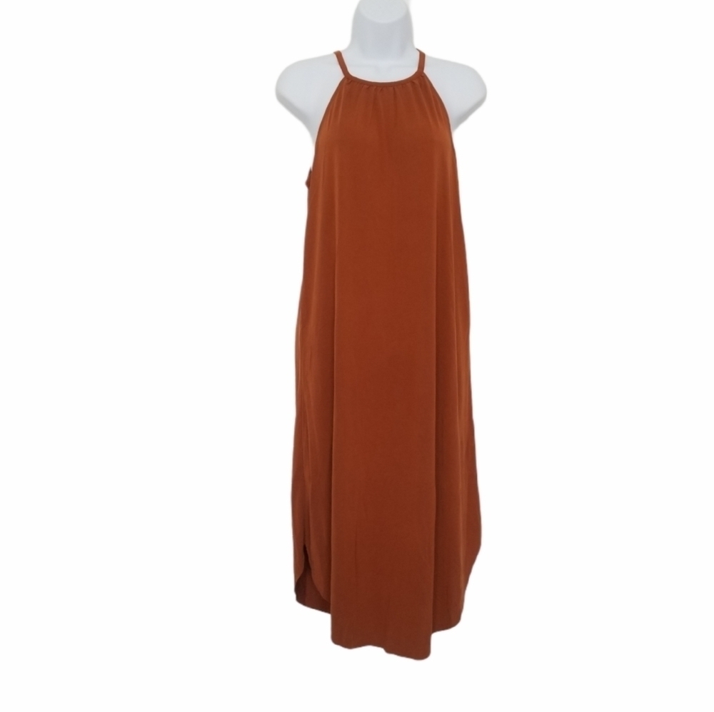 Forever 21 Womens Racerback Midi Sun Dress Size Small Keyhole High Neck.